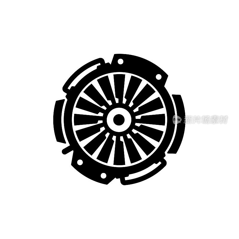 喷气发动机图标矢量孤立在白色，标志和符号插图。