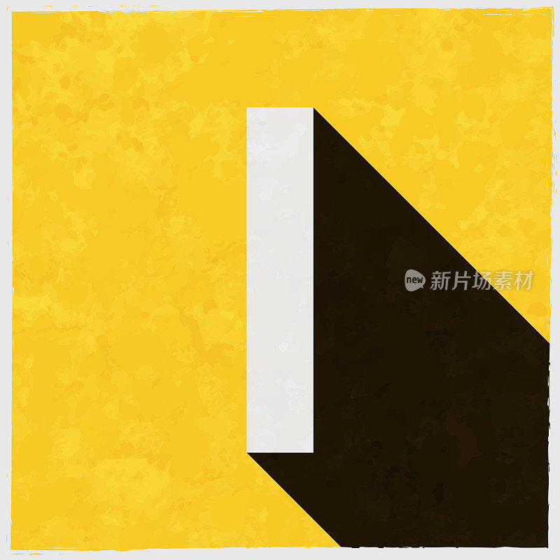 字母l.图标与长阴影的纹理黄色背景