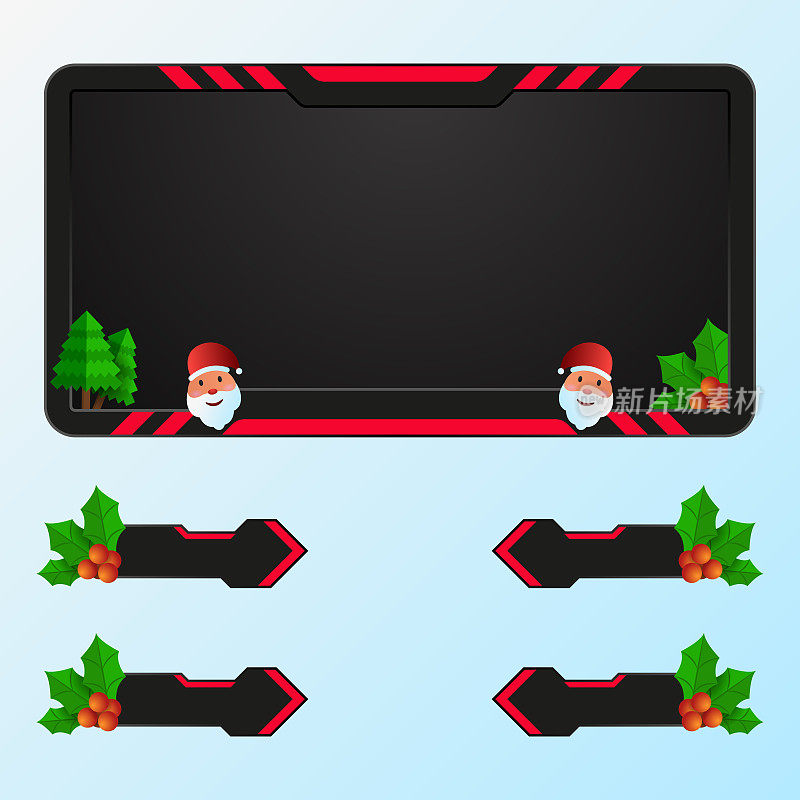 圣诞直播覆盖摄像头屏幕边框与圣诞老人为圣诞庆祝视频播放