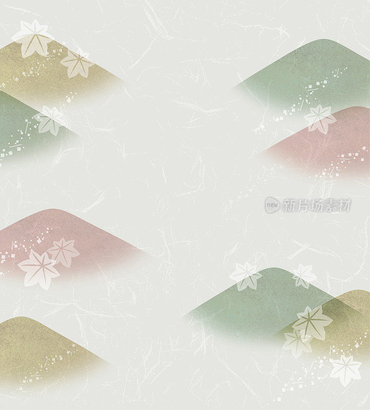 日本雾山和日本枫叶水彩图案