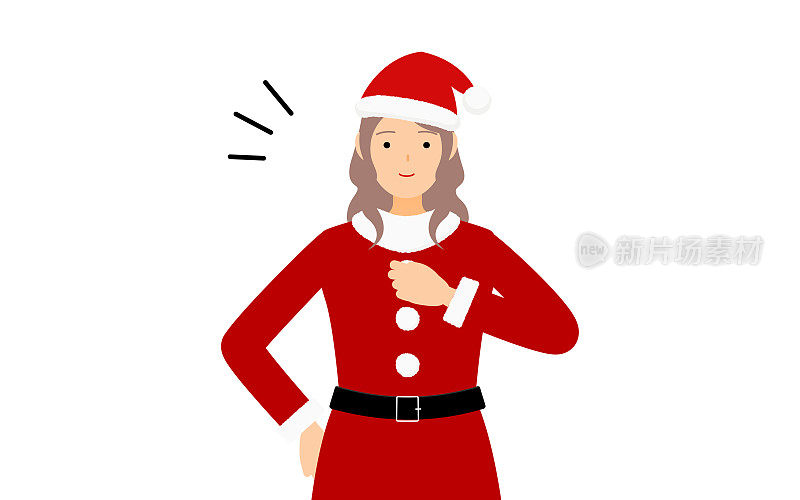 穿着圣诞老人的女人自信地挺起胸膛