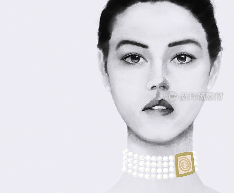 一个年轻女子的肖像与珍珠珠宝