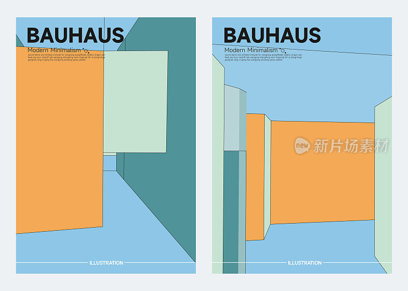 包豪斯风格的现代建筑结构极简主义封面设计集