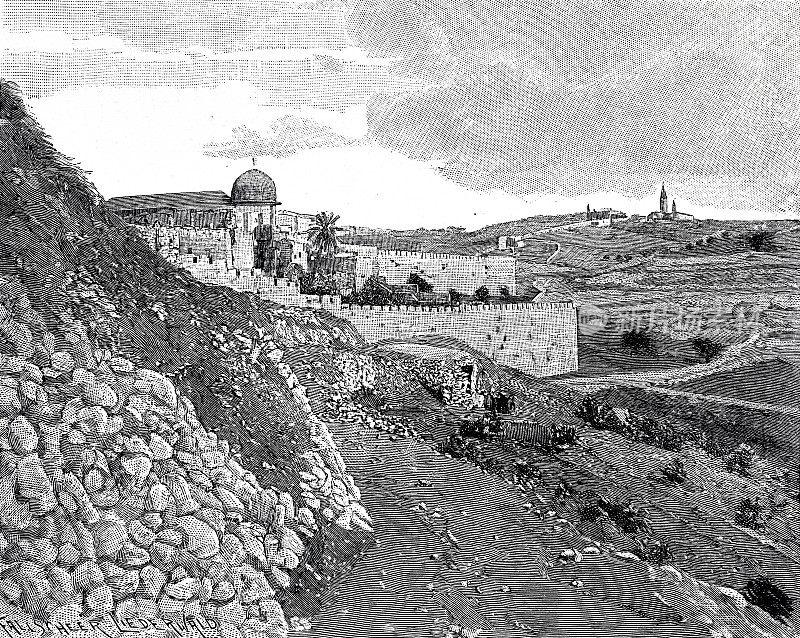 耶路撒冷的城墙和橄榄山