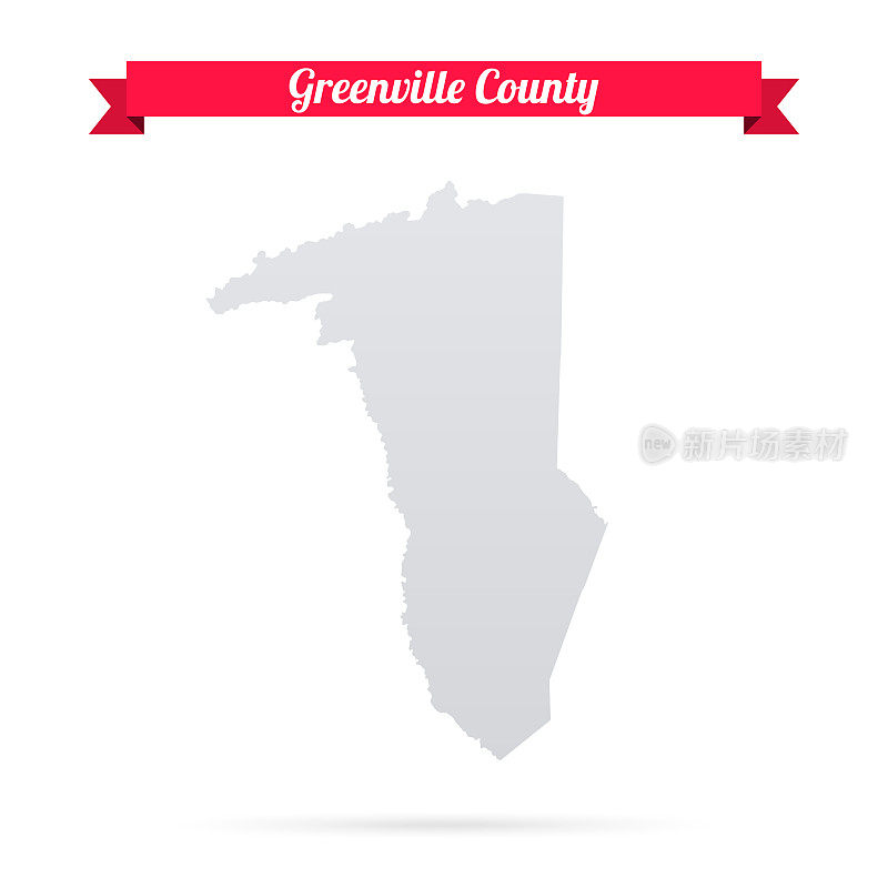 格林维尔县，南卡罗来纳州。白底红旗地图