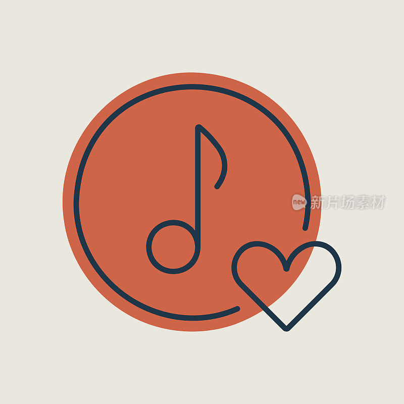 音符图标，音乐图标与心脏标志