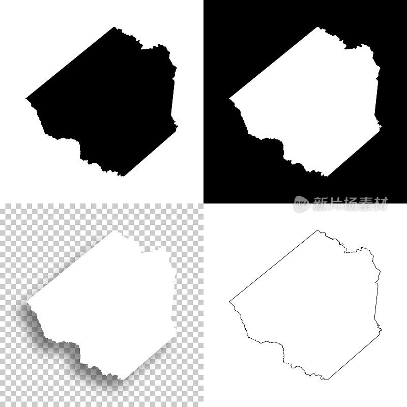 戈利亚德县，德克萨斯州。设计地图。空白，白色和黑色背景