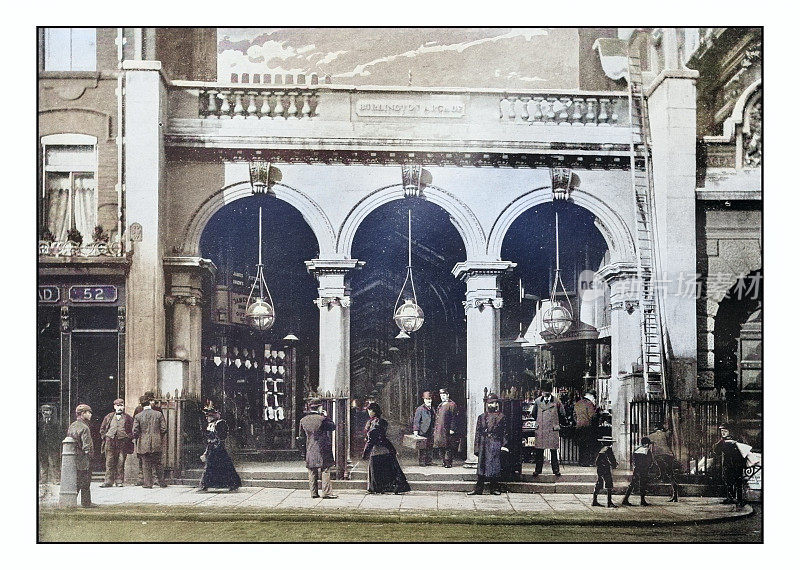 古董伦敦的照片:伯灵顿拱廊，皮卡迪利大街