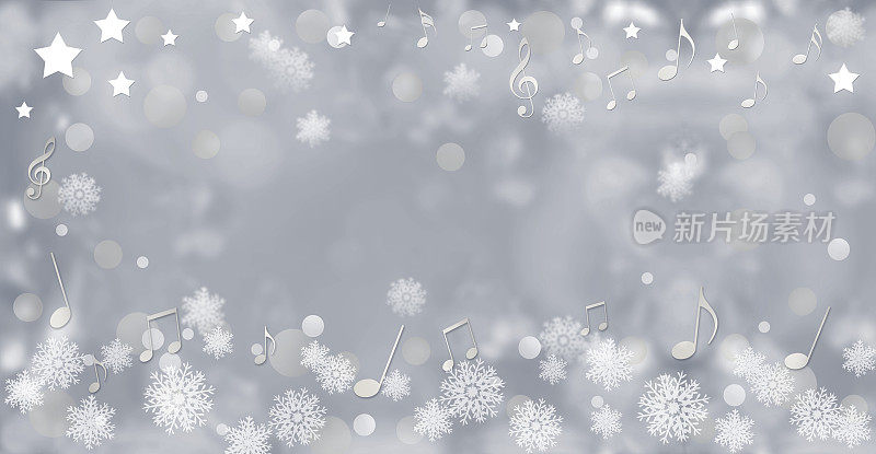 音乐和雪景水晶模糊雪景背景插画