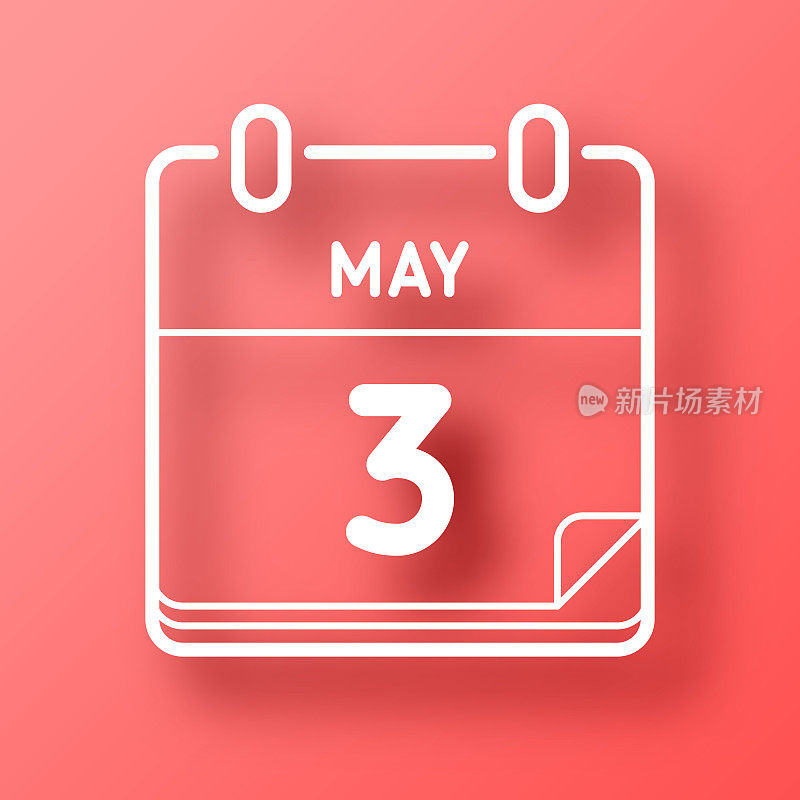 5月3日。图标在红色背景与阴影