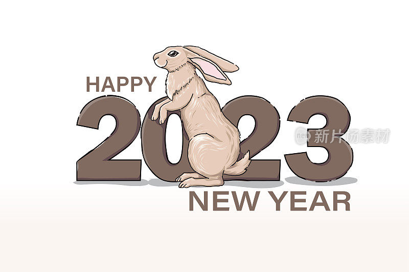 2023年农历新年兔年-中国生肖的象征，
