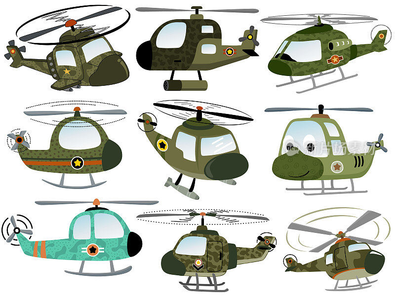军用直升机卡通套装