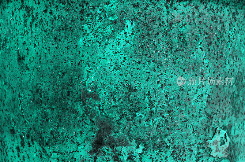 蓝绿色背景。抽象的背景。调色粗糙的金属表面纹理。美丽的蓝绿色背景与复制空间的设计。