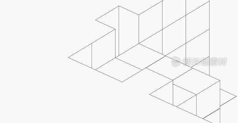 摘要黑白几何立方体建筑线条图案背景