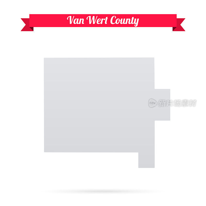 范沃特县，俄亥俄州。白底红旗地图