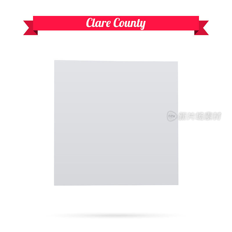 密歇根州克莱尔县。白底红旗地图