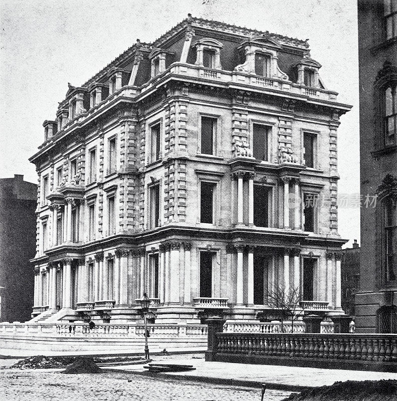 纽约市，百老汇，A.T.斯图尔特的住所，34街和第五大道的西北角，1870年