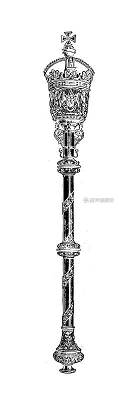 来自英国杂志的古董图片:开普敦市公司的权杖
