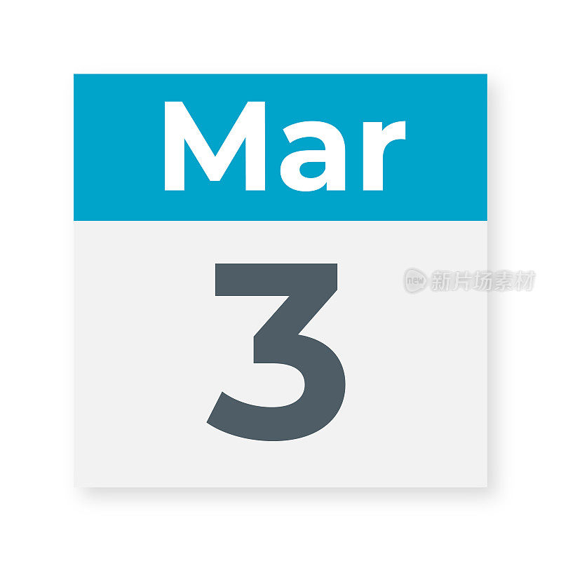 3月3日――日历页。矢量图