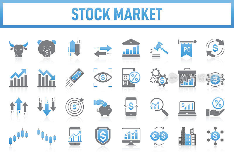 现代通用商业股票市场图标集合