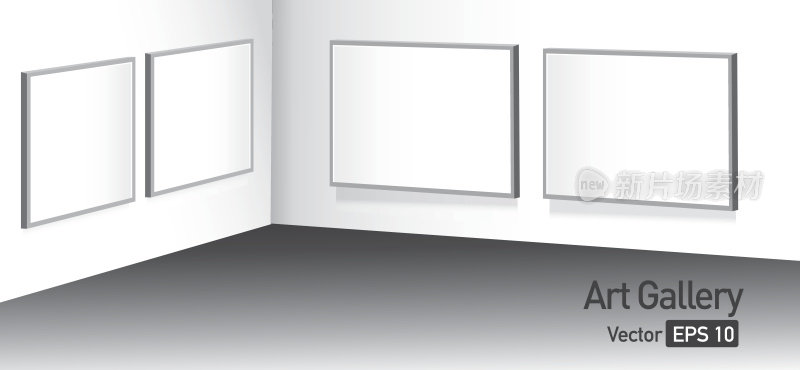 画廊或博物馆的墙壁上用空白画布