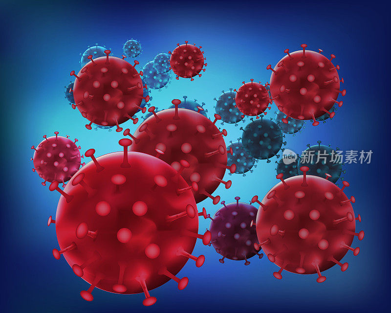 3D细菌病毒细胞背景。矢量插图。