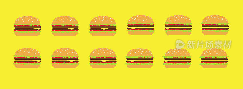 汉堡包旋转动画矢量插图