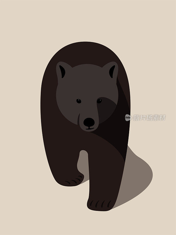 棕熊边走边平3D图标设计