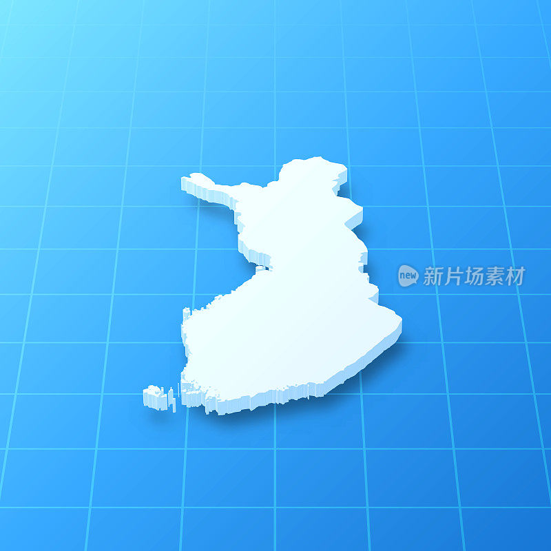 芬兰3D地图上的蓝色背景