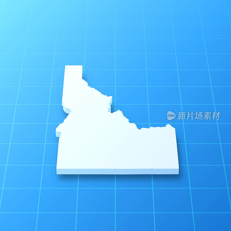 爱达荷3D地图上的蓝色背景