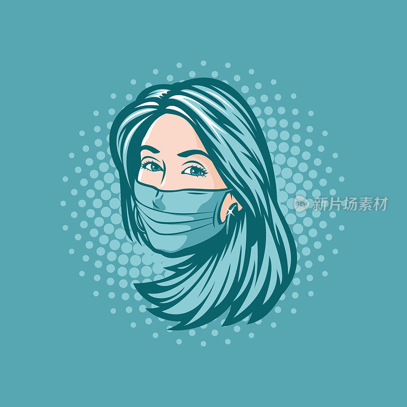 女人与外科口罩图标