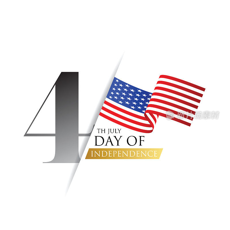 独立日贺卡与刷子在美国国旗颜色的背景和手写文字快乐的7月4日。股票插图