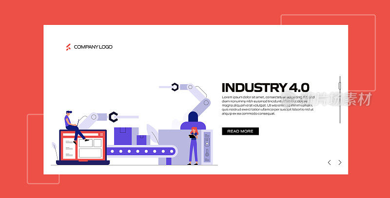 工业4.0概念矢量插图网站横幅，广告和营销材料，在线广告，业务演示等。