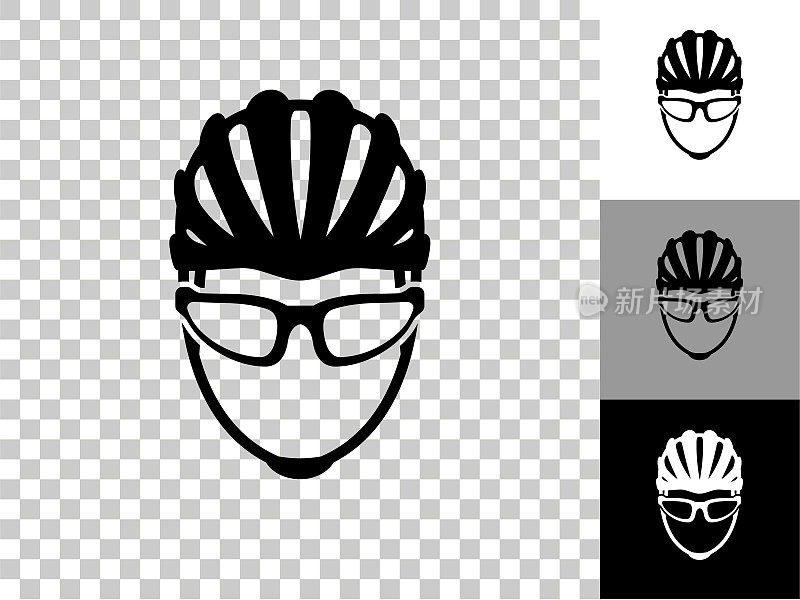 自行车头盔图标在棋盘上透明的背景
