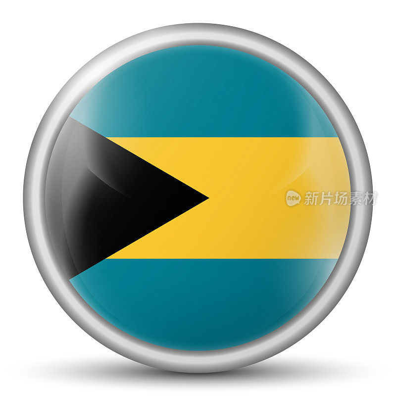 巴哈马群岛国旗玻璃轻球。圆球，模板图标。国家的象征。光滑的现实球，3D抽象矢量插图突出在白色的背景。大的泡沫。