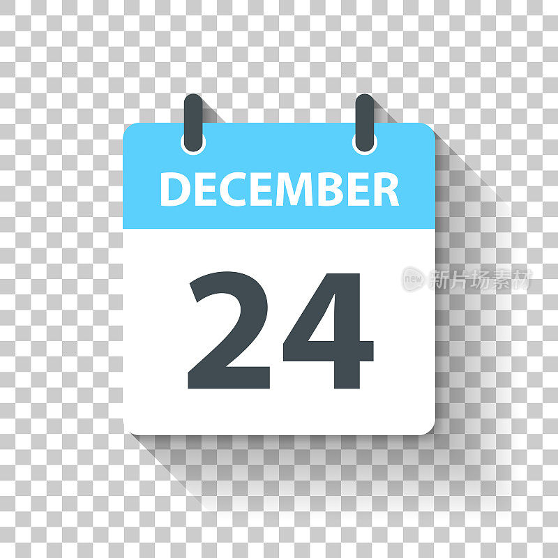 12月24日-平面设计风格的每日日历图标