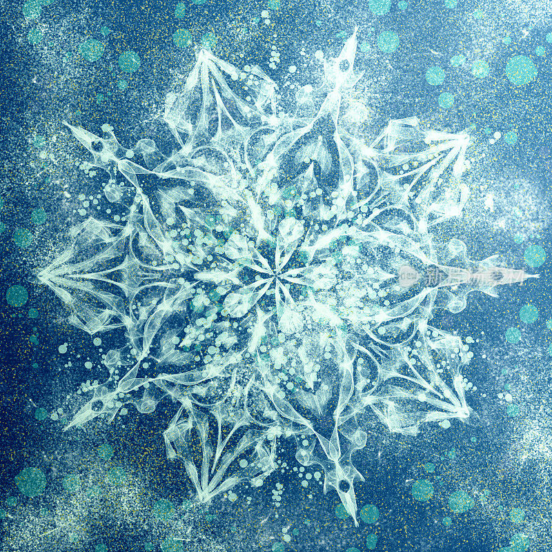 冬季冷蓝色图案，花箔圆与传统元素