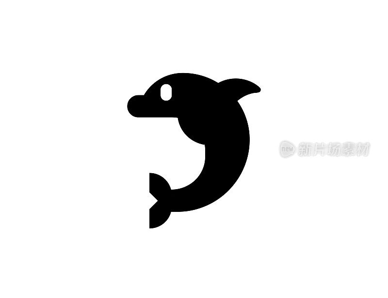 海豚矢量图标。孤立海豚平面符号