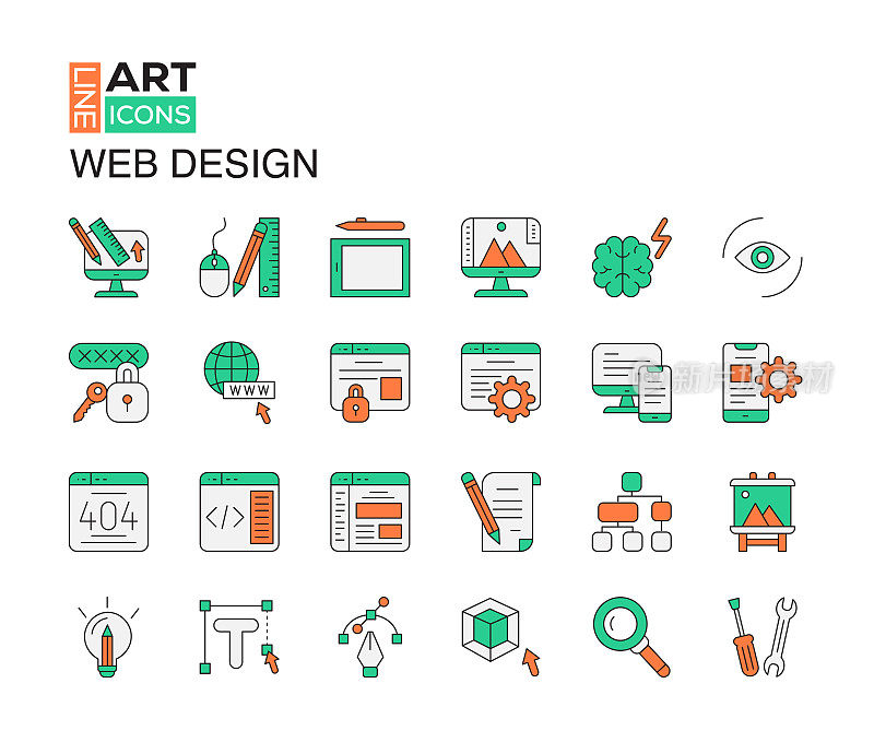 网页设计线图标集