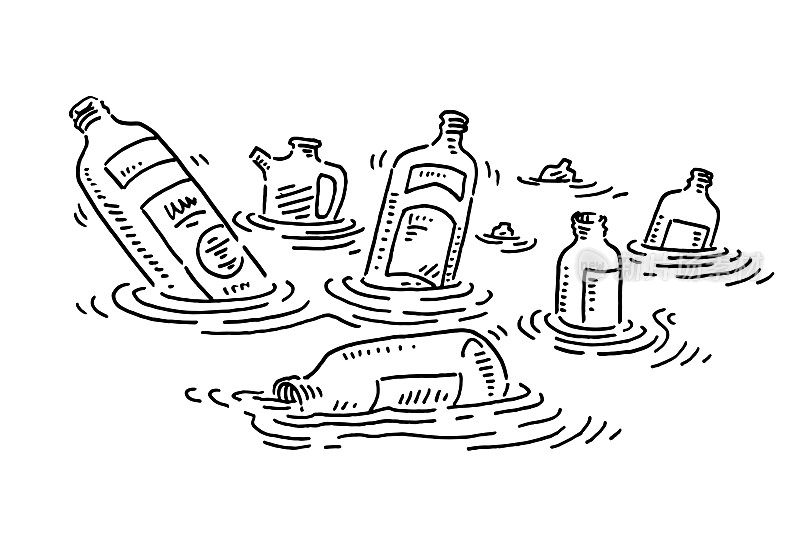 塑料瓶水污染绘图