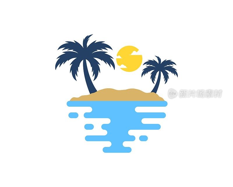 用棕榈树和太阳岛提取海水