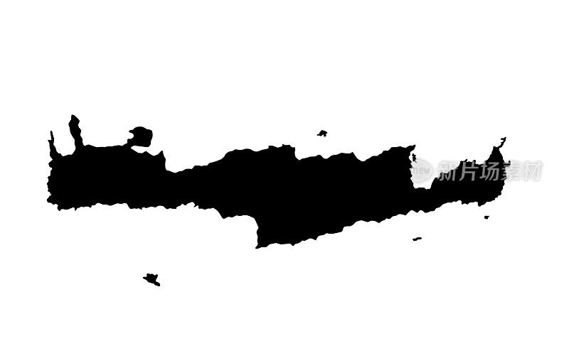 希腊克里特岛的黑色剪影地图