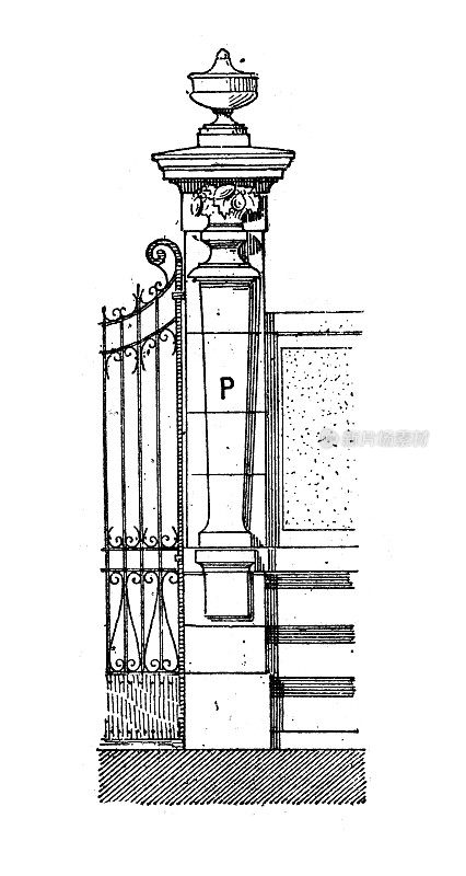 古玩插画:壁柱(建筑)