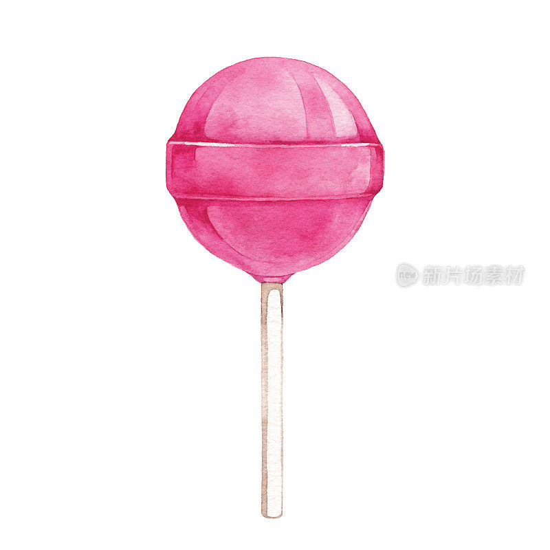 水彩粉色棒棒糖