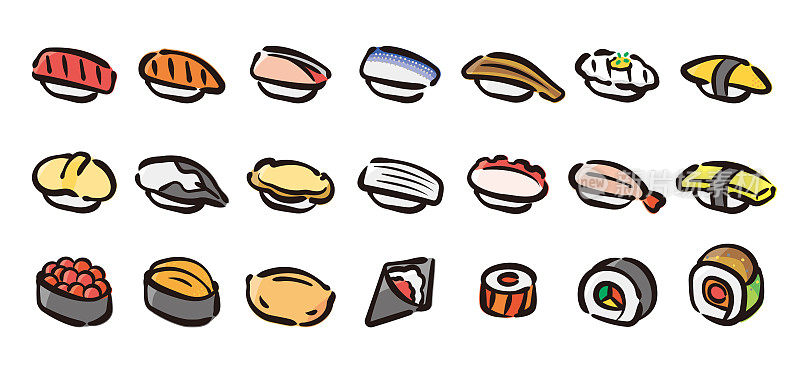 寿司图标设置为图形(手绘彩色版)