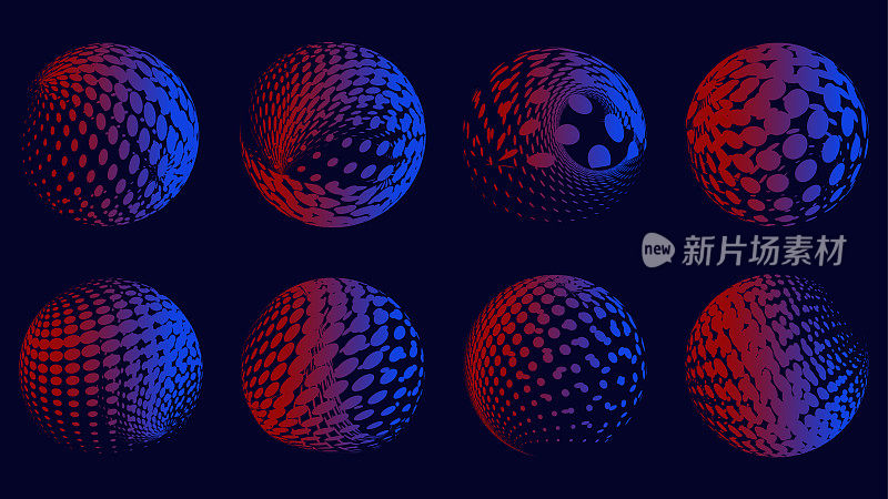 矢量半色调点梯度球商业图标集