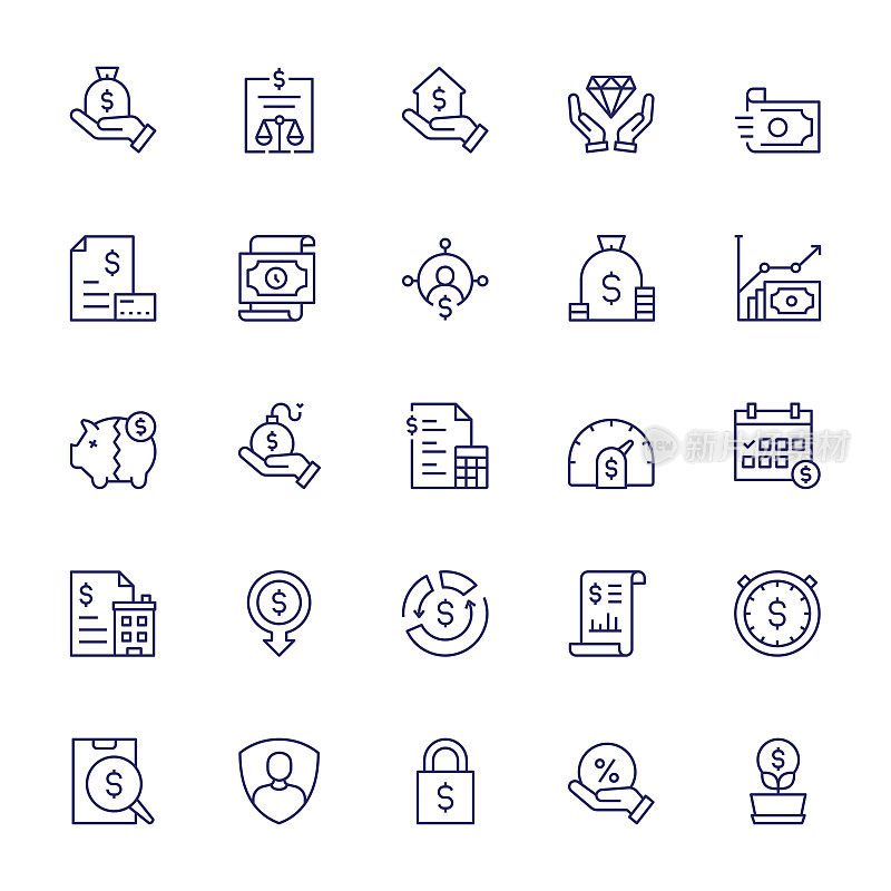 可编辑的笔画线图标