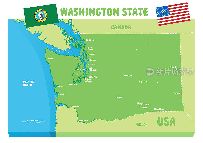 华盛顿州的地图