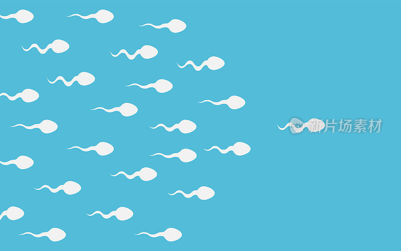 精子细胞的领导者。活跃的精子会游向卵子。移动精子的背景。矢量插图。