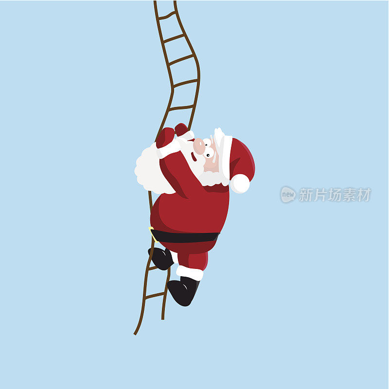 圣诞老人爬上梯子